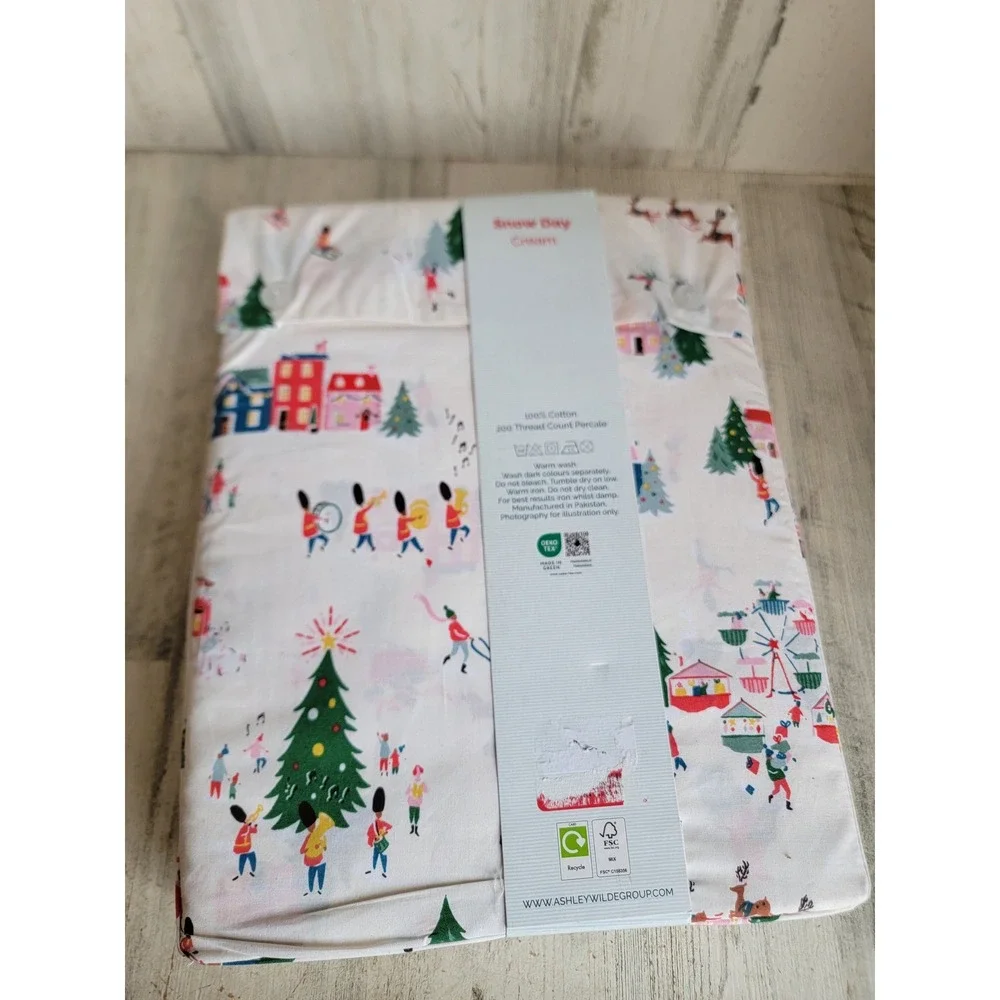 Cath Kidston London theme twin NEW‎ bedsheet set Xmas home decor santa